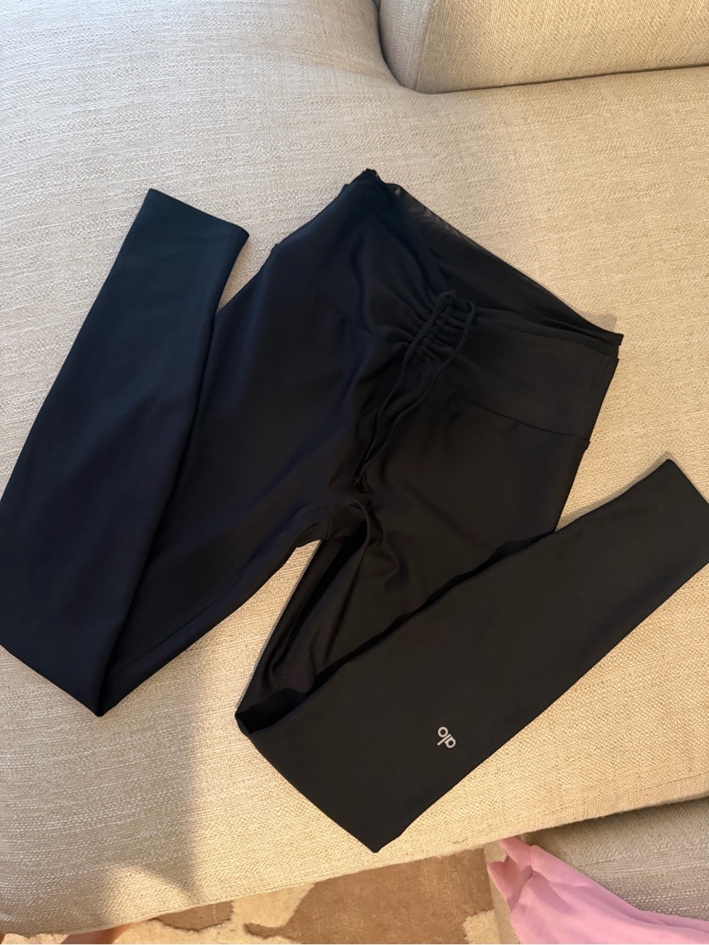 ALO- Black Active Leggings with Drawstring Waist